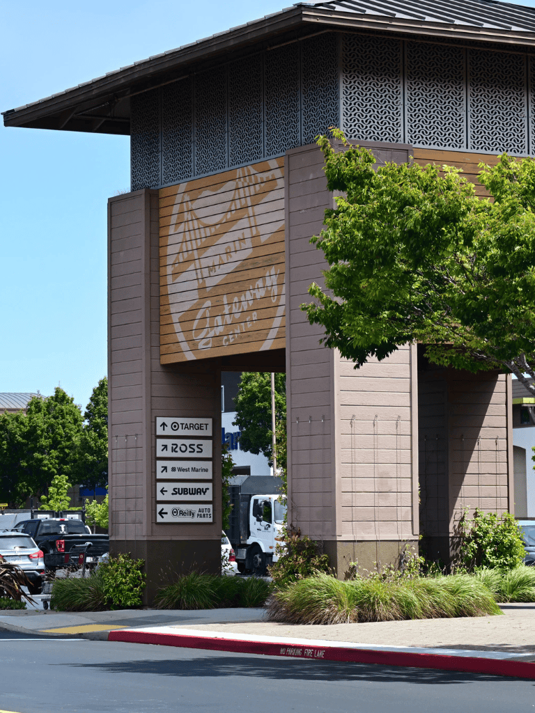 Target sign, shopping, and landmarks at Utah's Salt Lake City Gateway shopping mall.