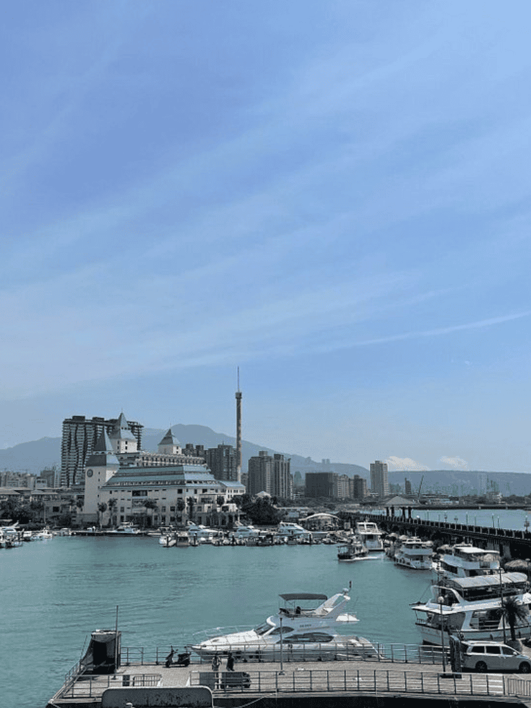 Luxury marina with yachts and city skyline in the background, showcasing QuestForDirections' expertise in navigation solutions.
