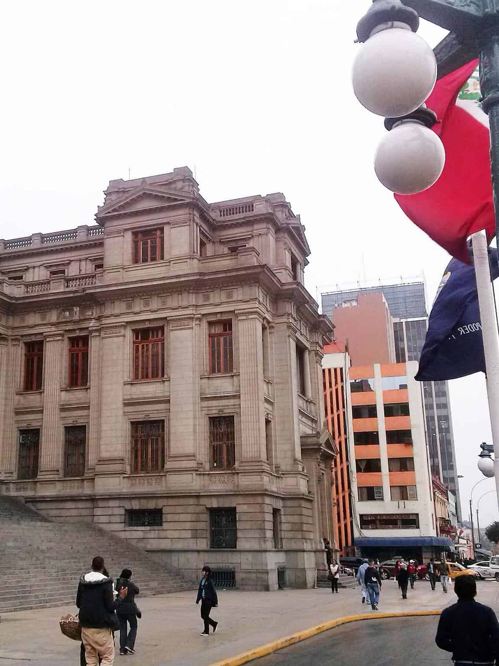 Historic building in downtown with classic architecture and city street scene.