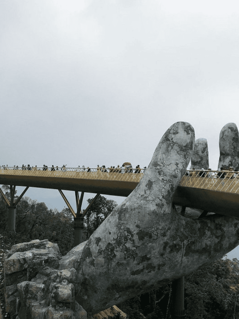 Large Hand Sculpture at Vietnam's Golden Bridge, Da Nang.