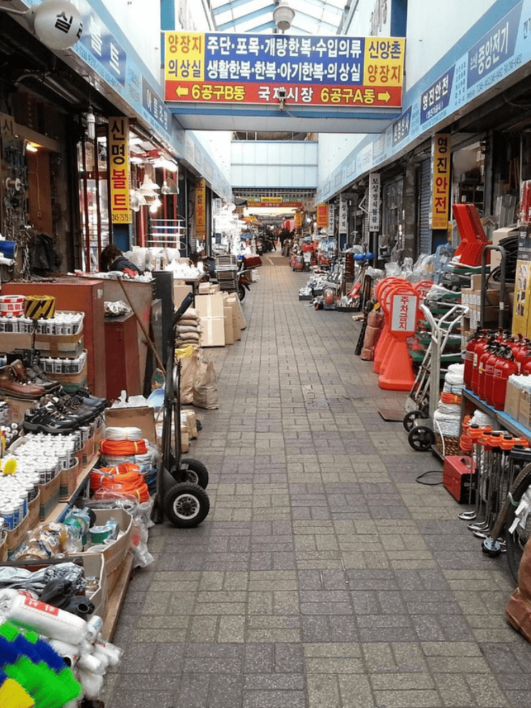 Used car parts market in Seoul shopping street.