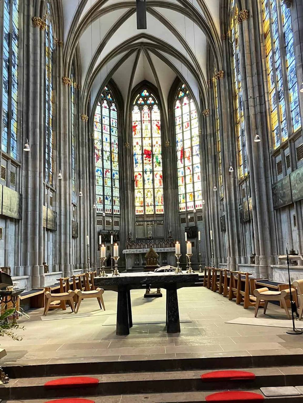 St. Mary's Church interior with stunning stained glass windows and Gothic architecture for spiritual reflection.