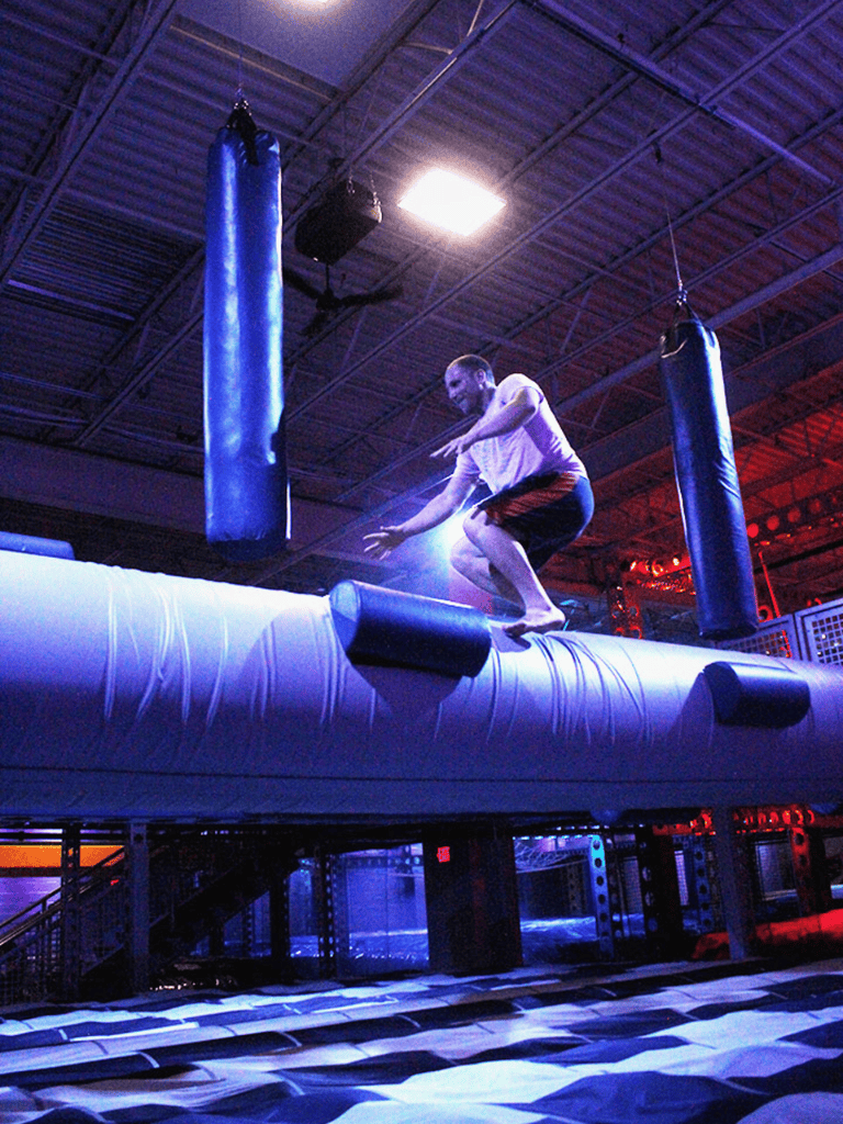 Inverted trampolining activity at QuestForDirections indoor adventure park.