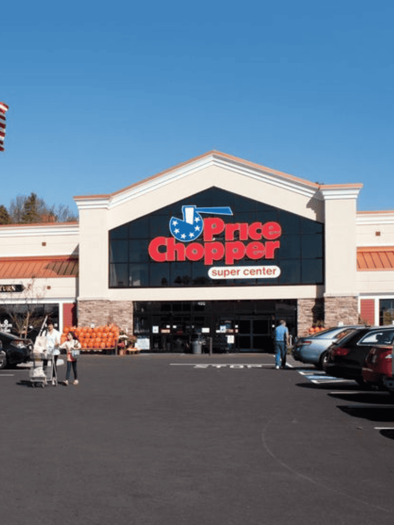 Price Chopper Super Center exterior view, shopping mall, grocery store, retail shopping, parking lot, customers shopping.