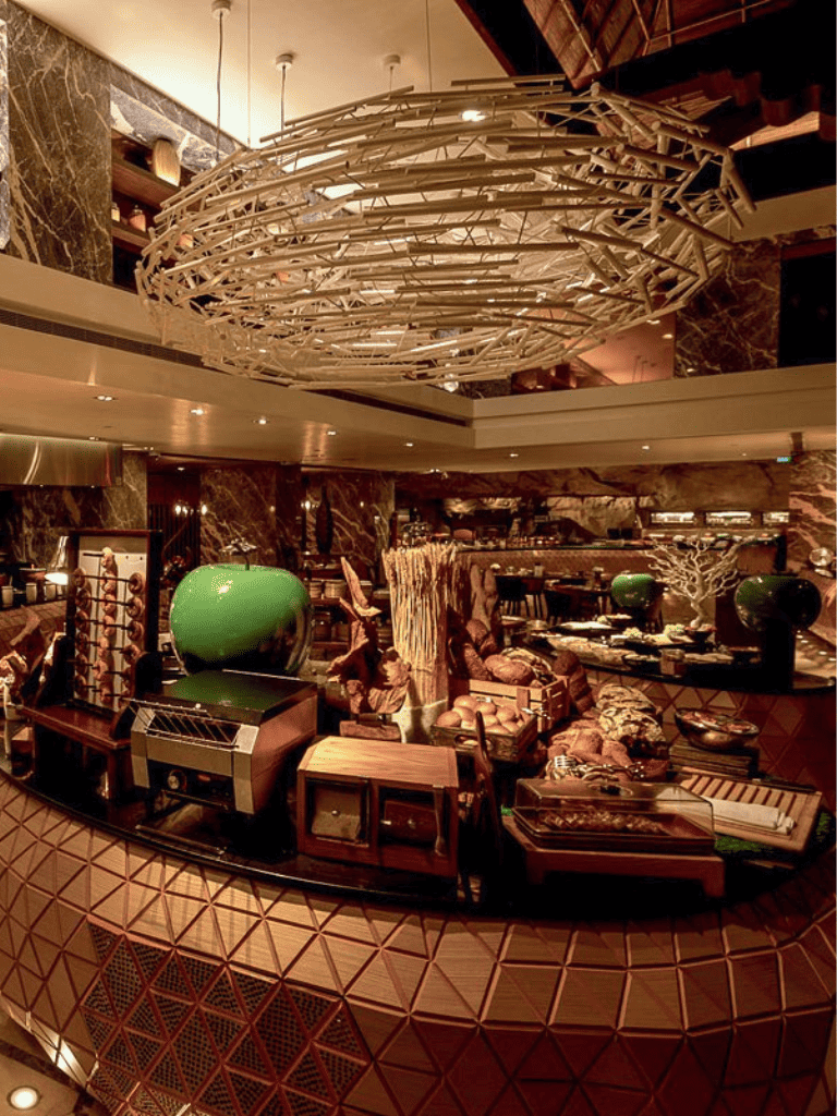 Elegant hotel lobby with artistic lighting and sophisticated decor showcasing QuestForDirections.