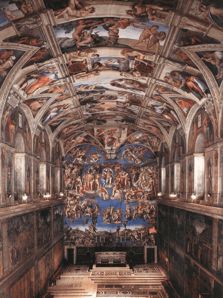 Vatican Sistine Chapel ceiling showcasing Michelangelo's masterful frescoes and iconic biblical artwork.