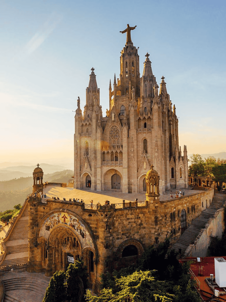 Historic mountain church in Catalonia, Spain, iconic Gothic-style cathedral, popular travel destination, Art and architecture tour.