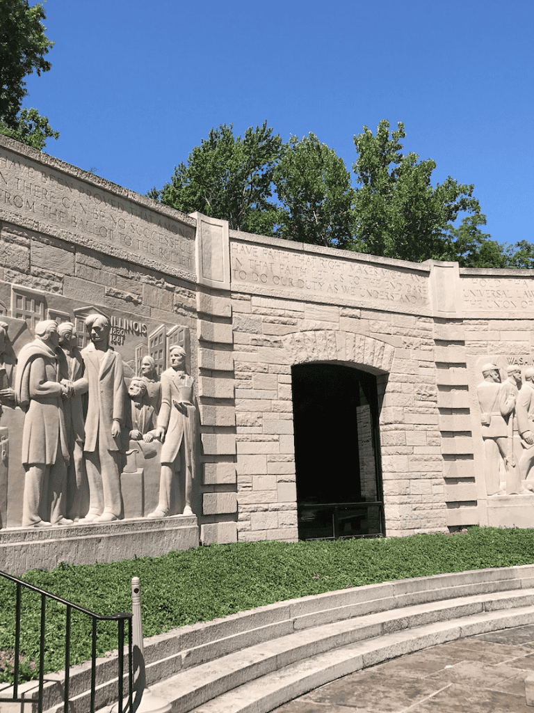 Diverse group sculptures at the Illinois Memorial, historic site for learning and inspiration.