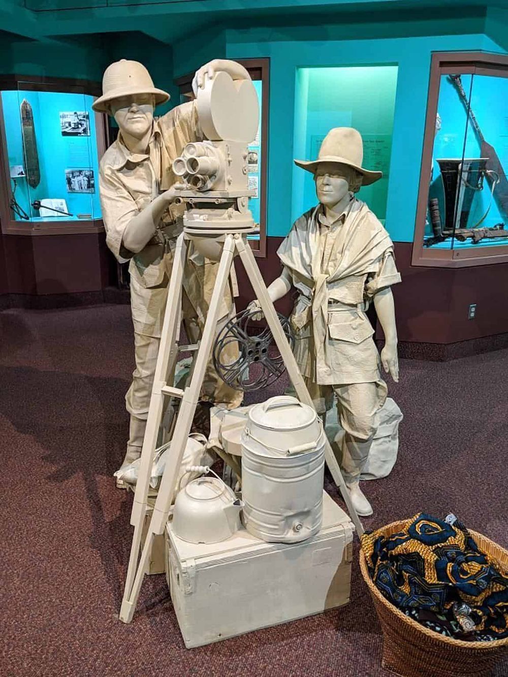 Historic military camera and equipment display at QuestForDirections museum.