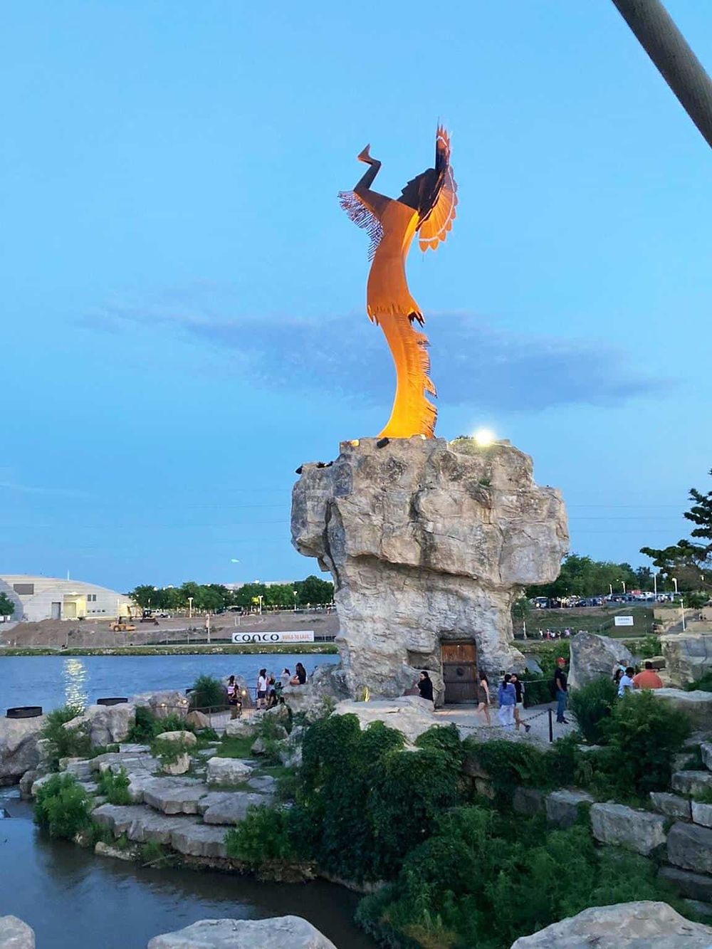 Colorful dragon sculpture at Quest for Directions, an iconic landmark in downtown.