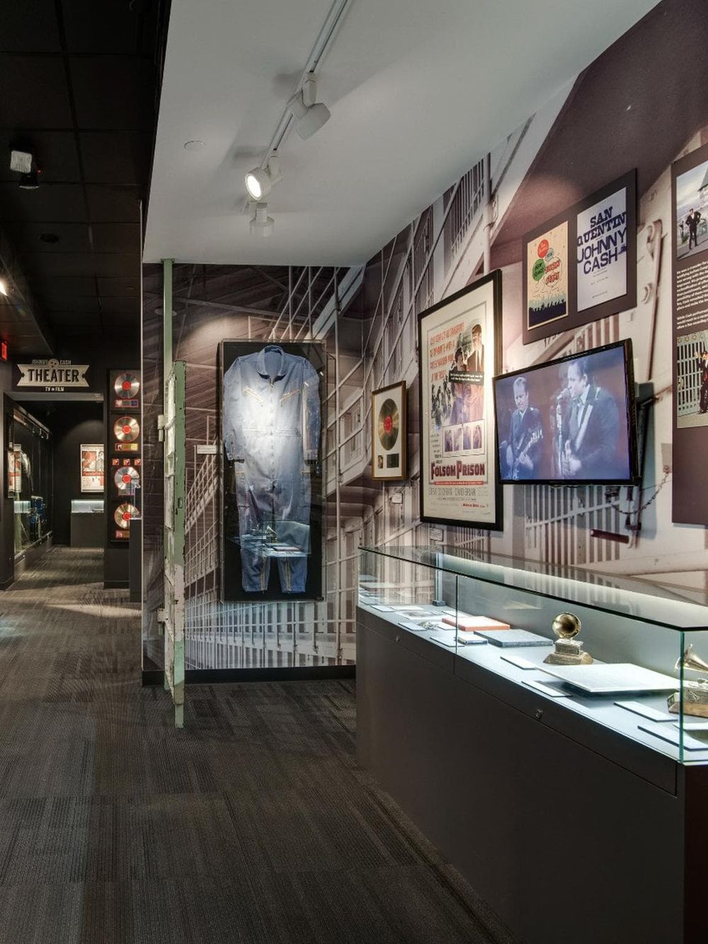 Vintage music memorabilia and exhibit at QuestForDirections museum showcasing film and pop culture.