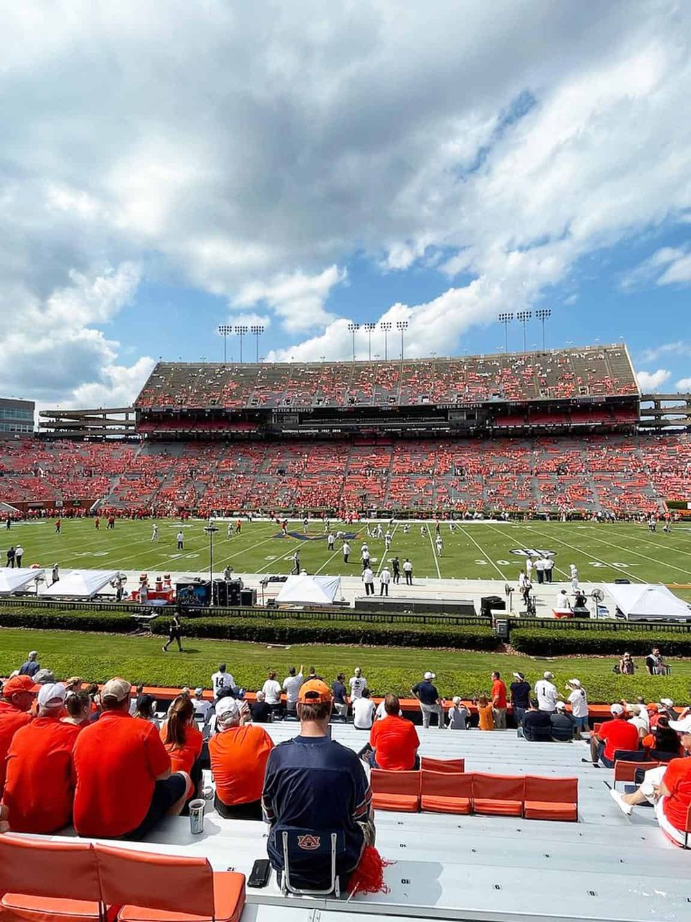 Empty stadium with football game preparations at QuestForDirections.