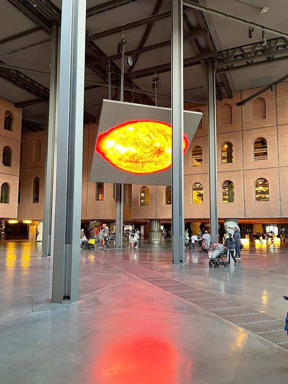 Burning sun digital art installation at questfordirections indoor cultural space.