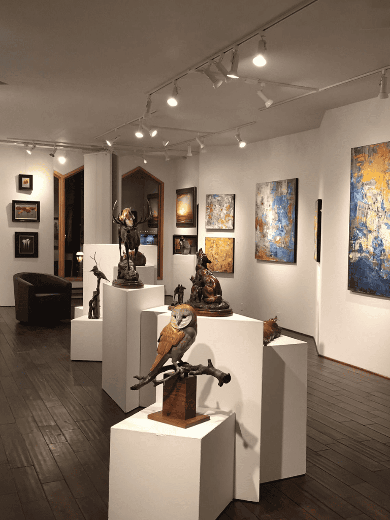 Decorative animal sculptures and modern art paintings at QuestForDirections art gallery.