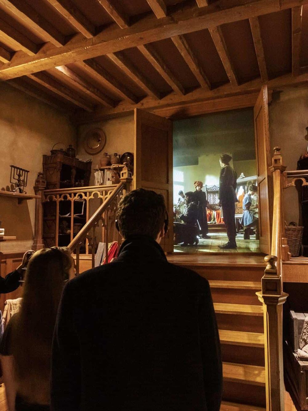 Children's history museum exhibit featuring interactive, historical reenactments of colonial life.