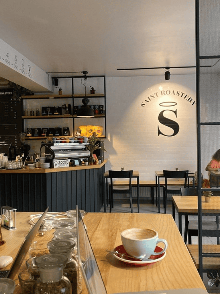 Nice Coffee Shop Interior with Fresh Brew and Cozy Atmosphere.