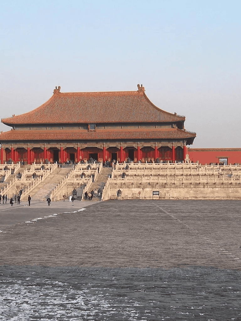 Ancient Chinese palace with traditional architecture and stone stairs, part of China’s historical landmarks.