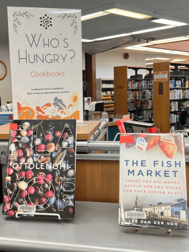Unisex bookstore with cookbooks and fish market books on display at QuestForDirections.