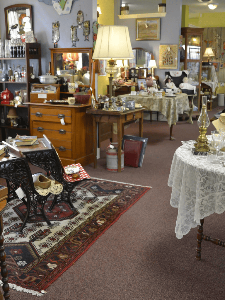 Vintage home decor and antique furniture at QuestForDirections thrift store.