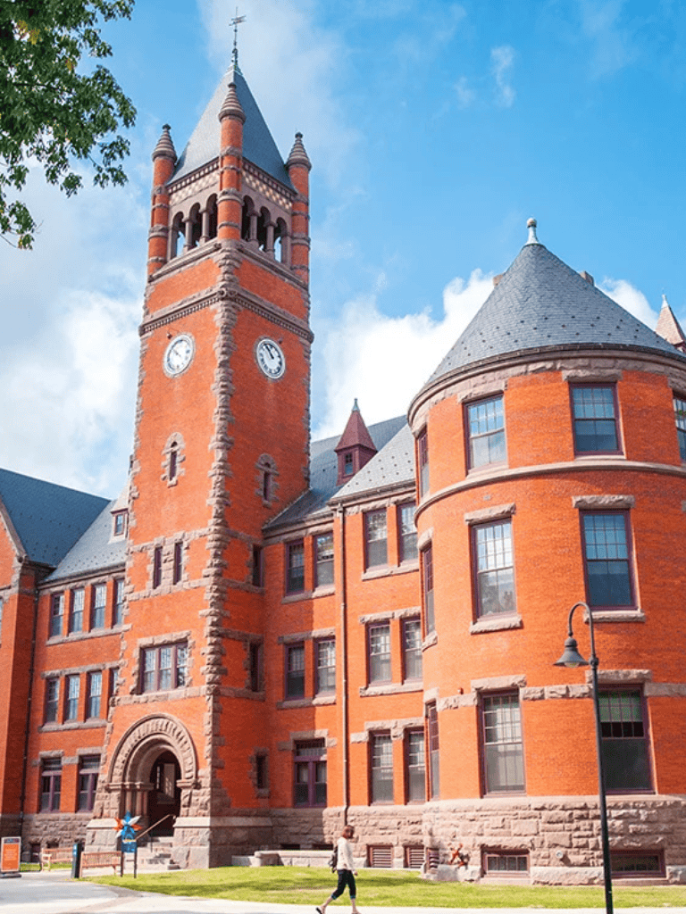 Historic castle tour downtown architecture in USA.