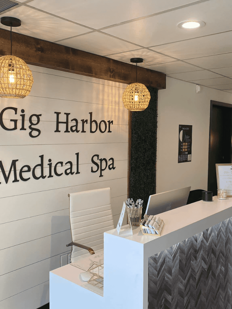 Modern medical spa reception area with sleek design and welcoming ambiance.