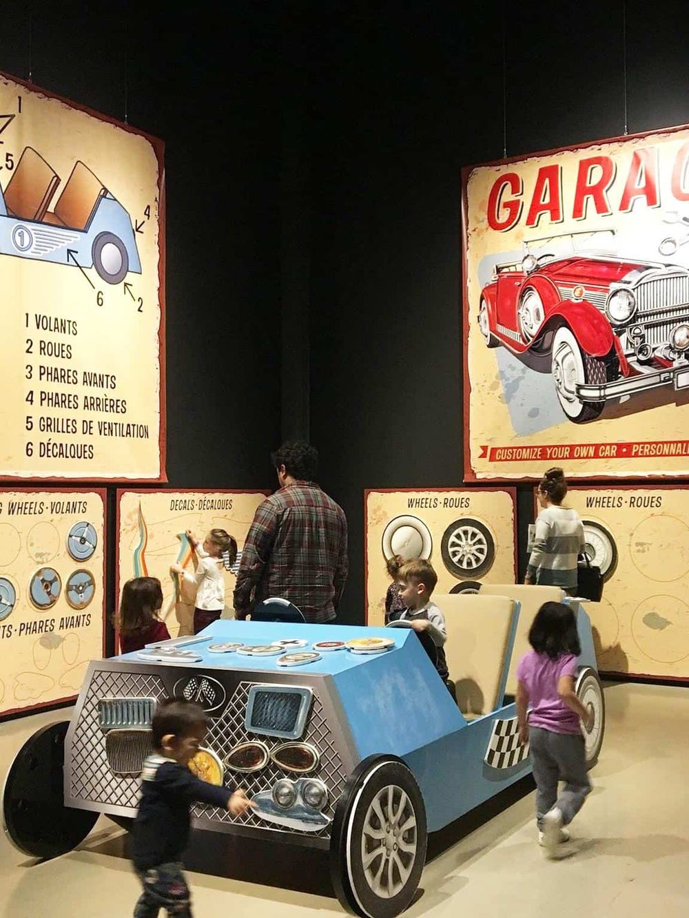 VINTAGE CAR PLAY AREA FOR KIDS AT QUEST FOR DIRECTIONS MUSEUM.