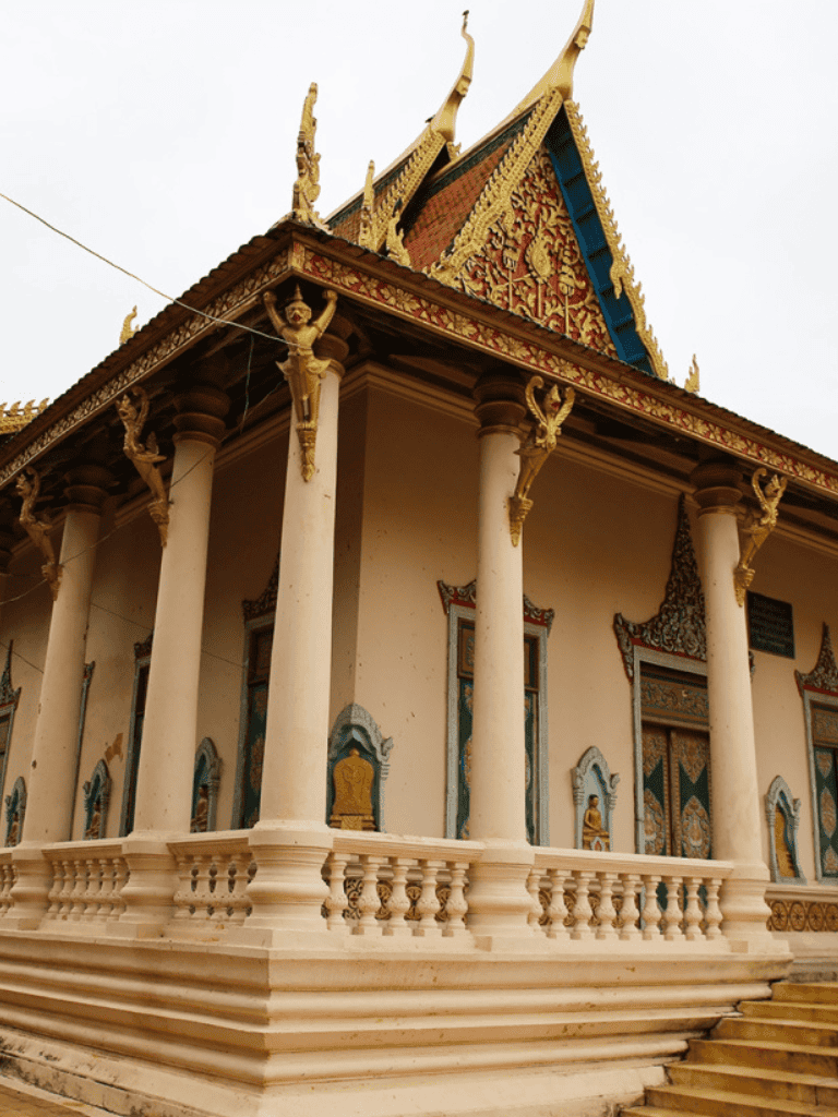 Intricate Thai temple with traditional architecture and ornate golden decorations.