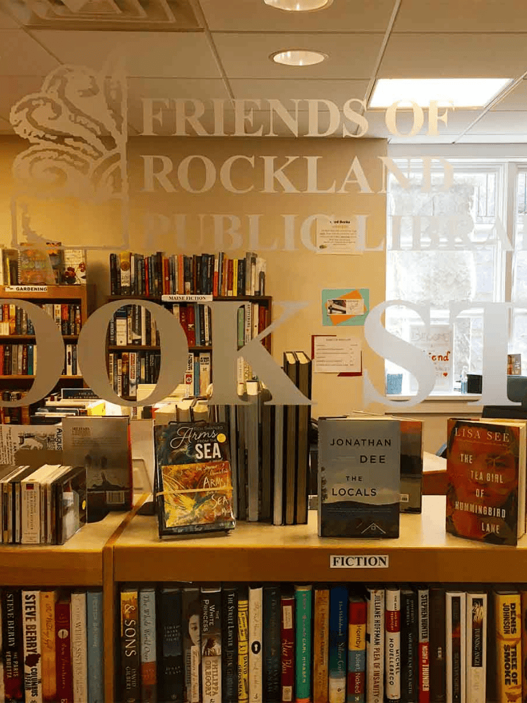 Unique bookstore interior at Friends of Rockland Public Library - diverse fiction collection.