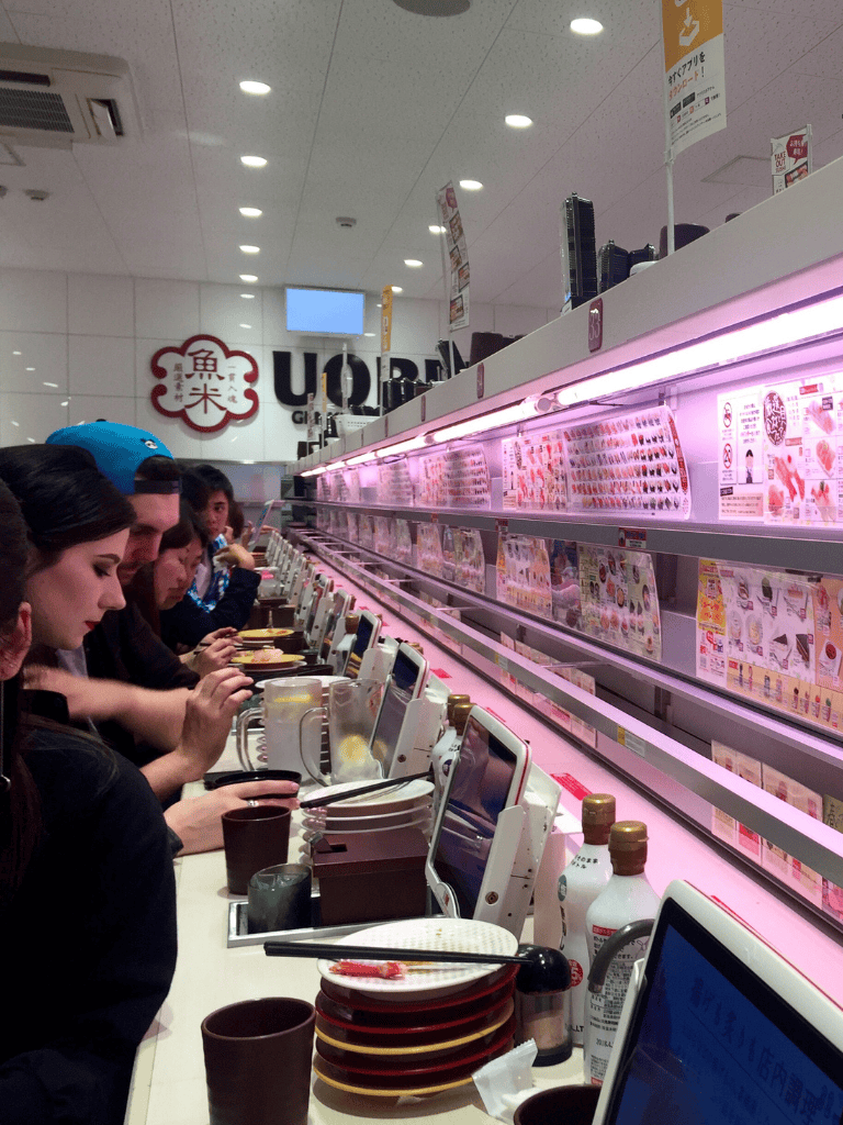 Fresh Sushi Ordering Kiosks at a Japanese Restaurant, Tokyo, Japan.