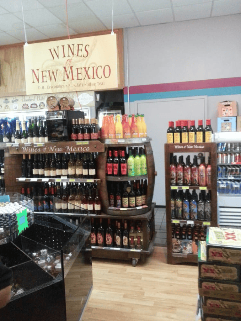 Wine display showcasing New Mexico wines at Quest for Directions.