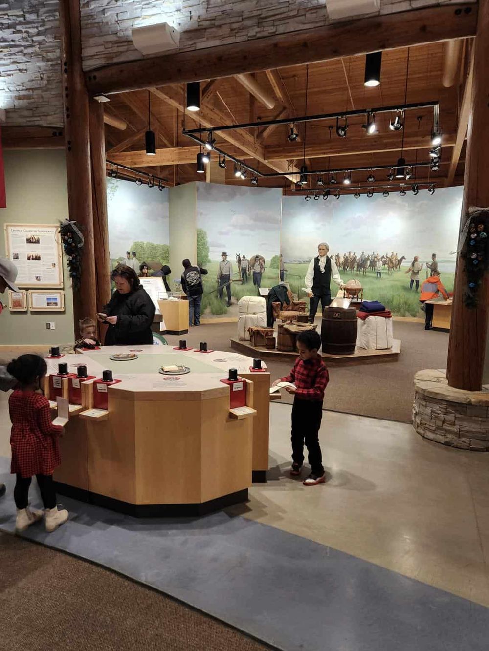 Interactive history museum with children's educational displays about pioneer life and early American settlements.