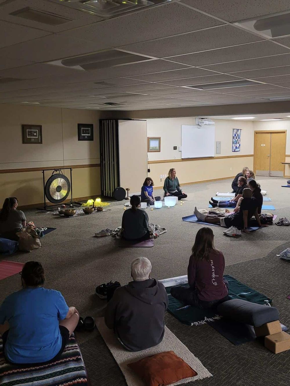 Meditation class in progress at QuestForDirections, focusing on mindfulness and relaxation techniques.