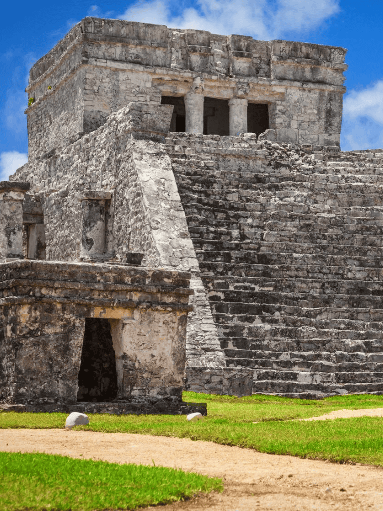 Ancient Mayan pyramid structure at Chichen Itza, a UNESCO World Heritage Site in Mexico.