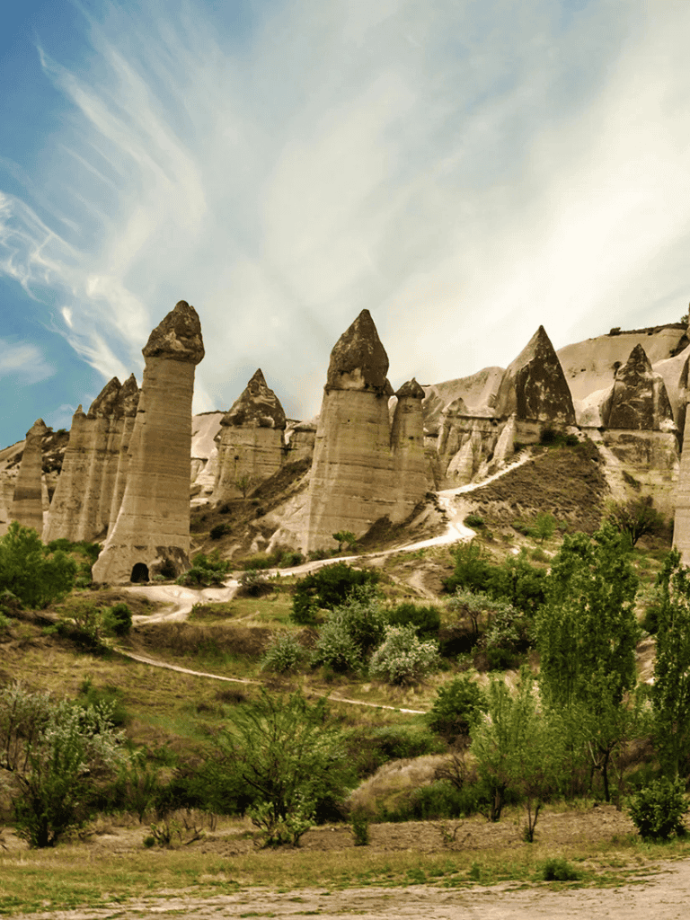 Unique rock formations in Cappadocia, Turkey, showcasing natural geological wonders and stunning landscapes.