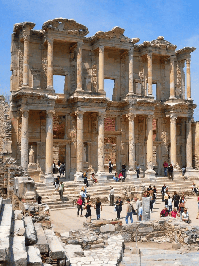 Ancient Roman Theater at Ephesus, Turkey, a top historical tourist attraction and UNESCO World Heritage site.