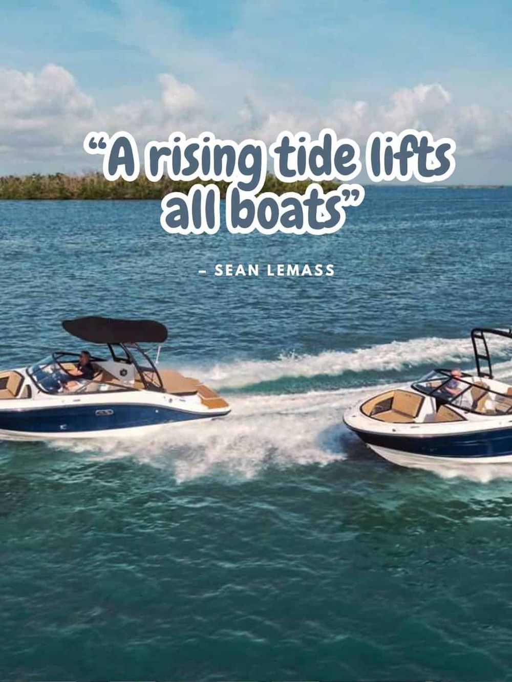 Rising tide lifts boats on water, inspiring adventure quotes about navigation and exploration.