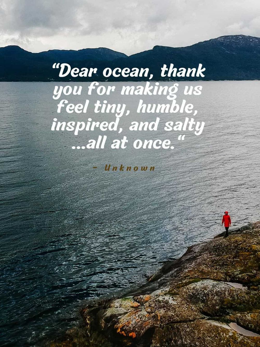 Serene ocean view with motivational quote about nature and inspiration from QuestForDirections website.