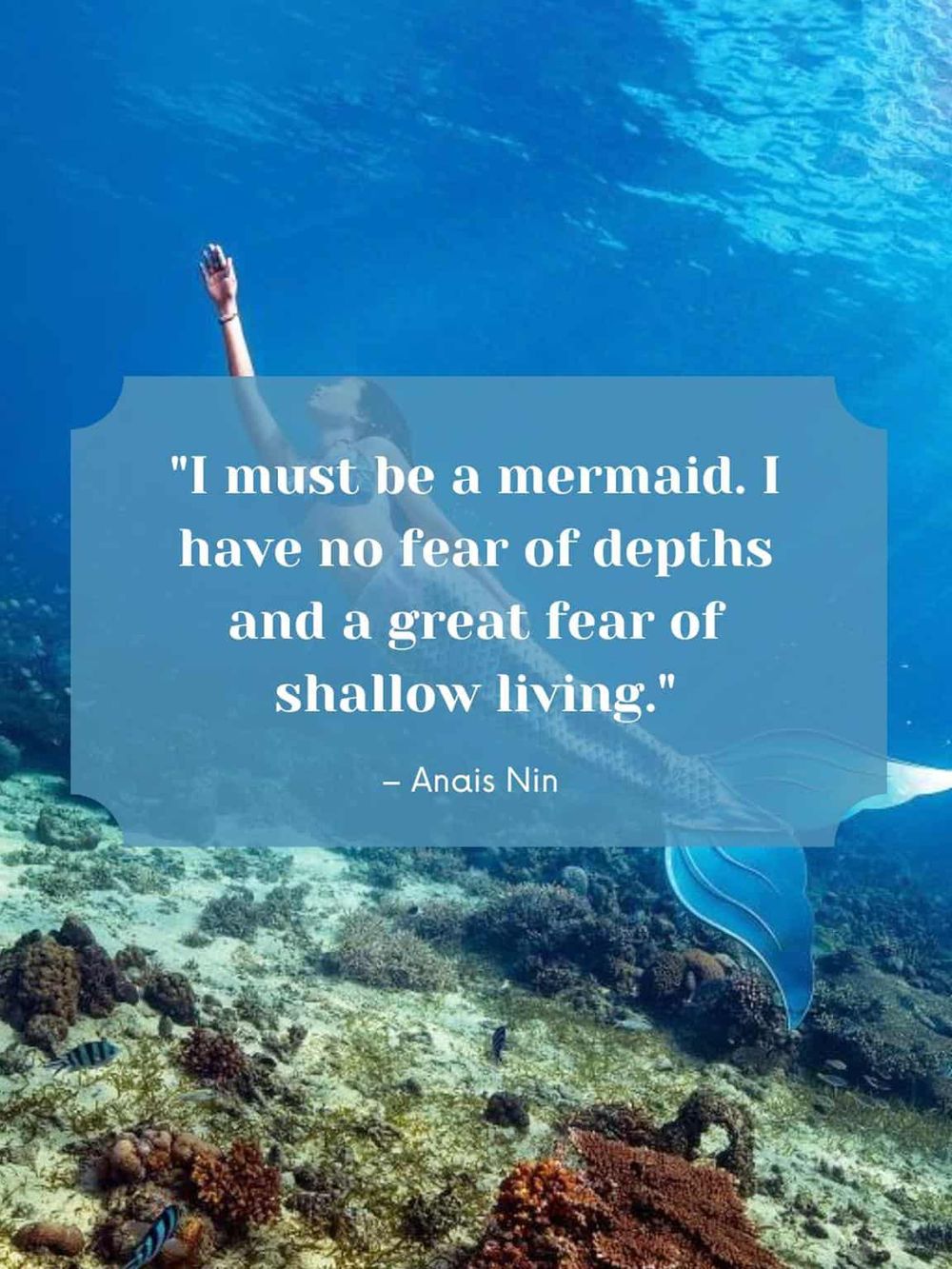 Underwater mermaid quote in ocean scene for inspirational and motivational SEO content.