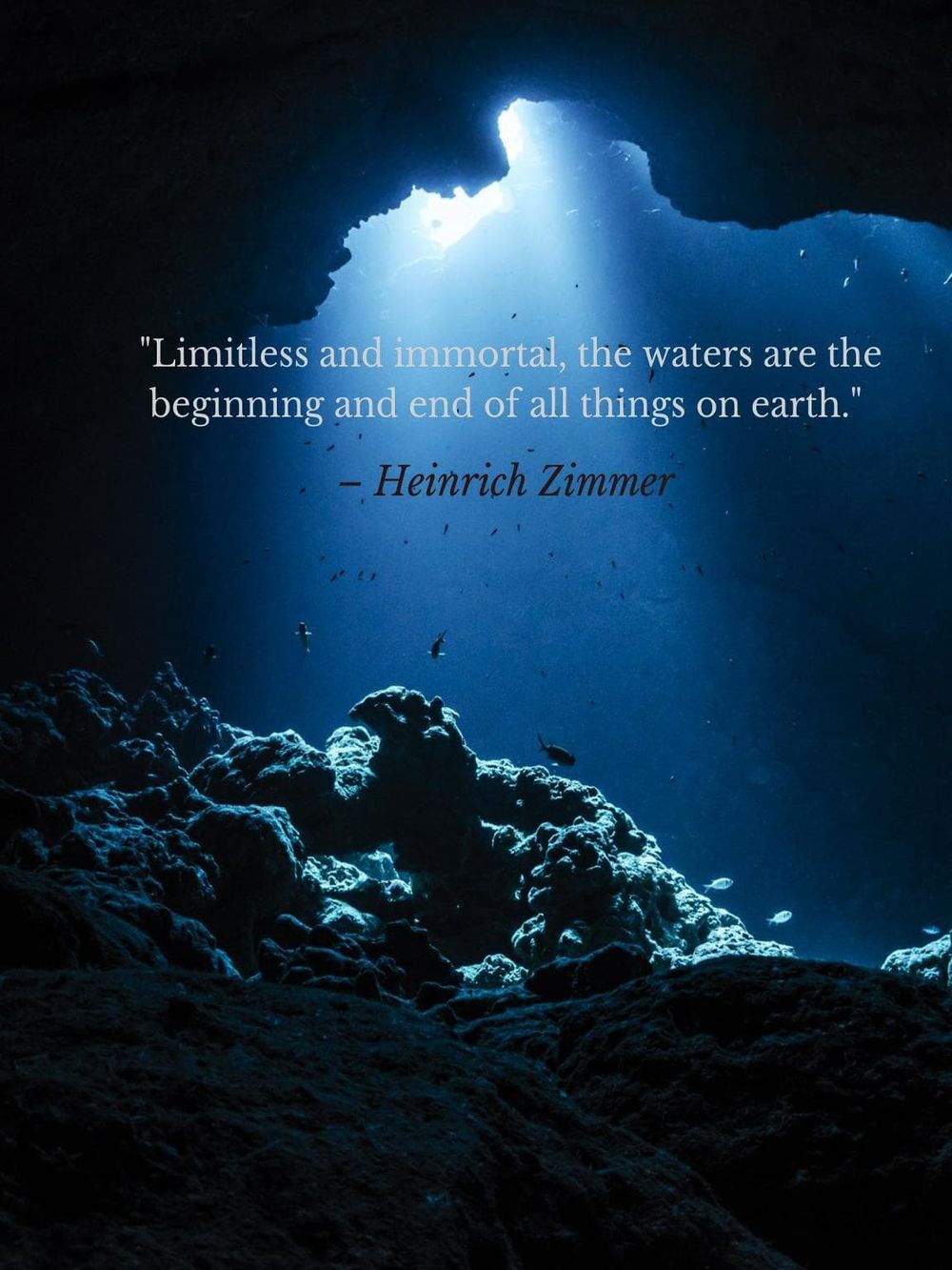 Vivid underwater cave scene with sunlight filtering through, illustrating adventure and exploration in hidden destinations.