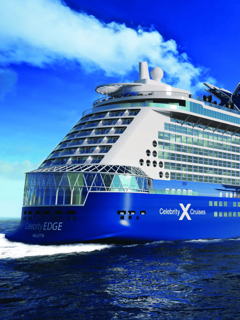 Luxurious cruise ship sailing on the ocean, part of Celebrity Cruises fleet.