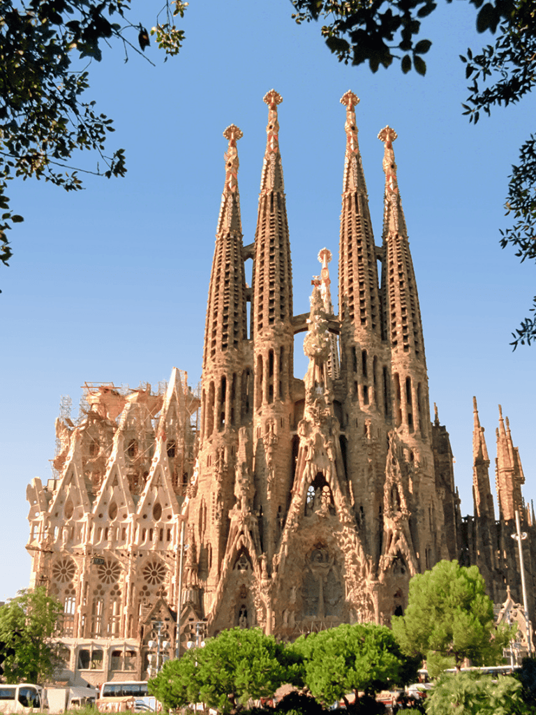 Majestic Sagrada Família Basilica in Barcelona, Spain - Famous Gothic Architecture and Tourist Attraction.