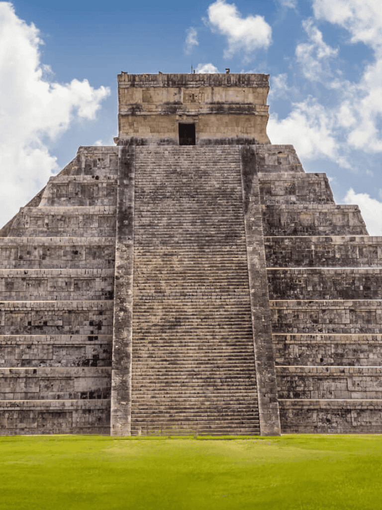 Ancient Mayan pyramid at Chichen Itza, Mexico, travel destination, historical site, archaeological wonder.