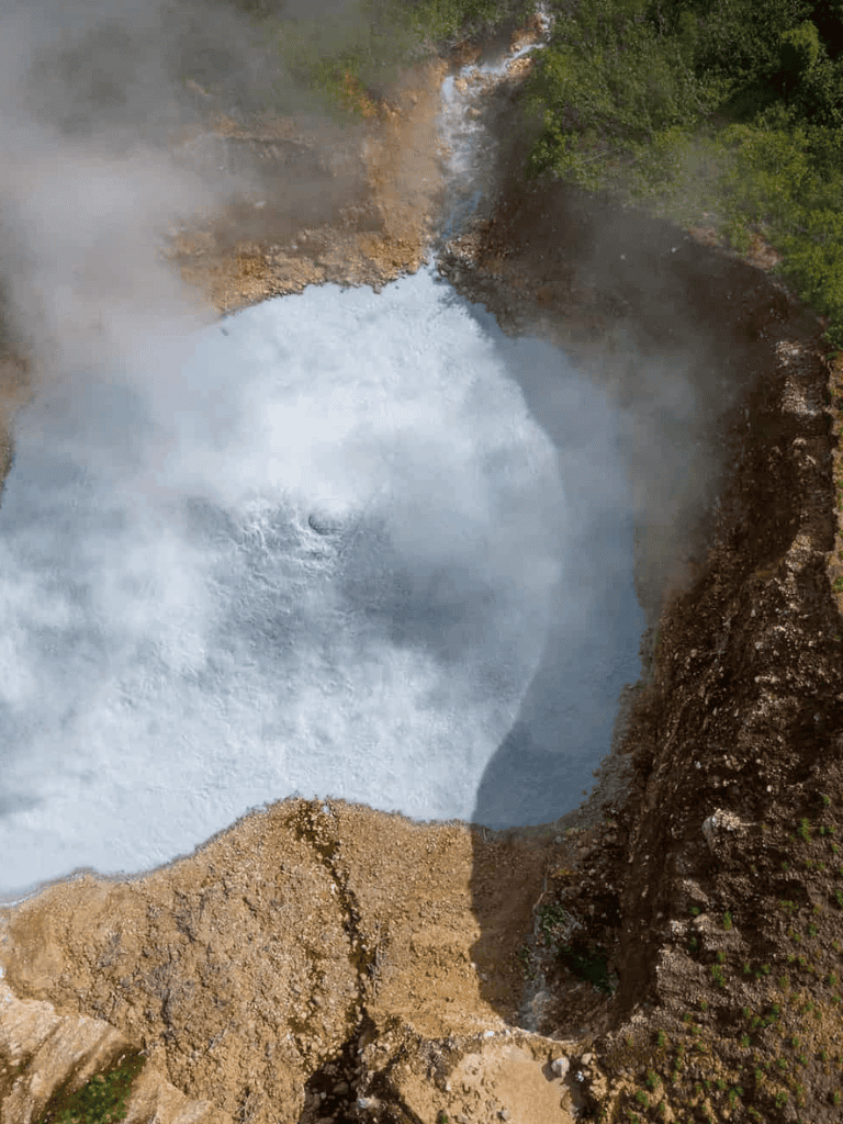 Powerful waterfall surrounded by lush greenery at Grand Canyon of the Yellowstone, a popular nature destination.