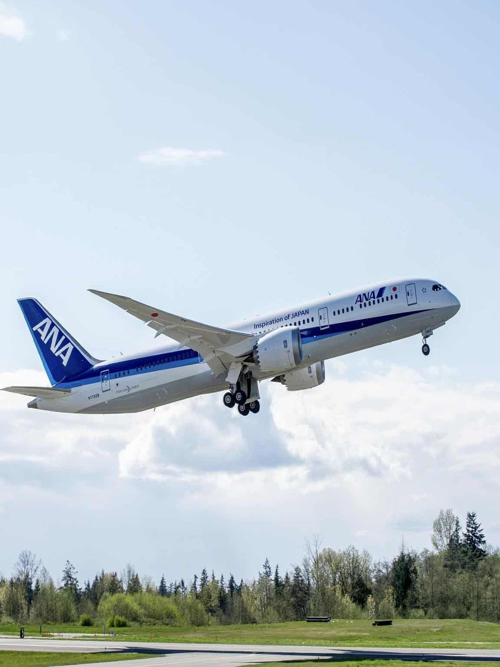 Commercial airplane taking off from the runway.