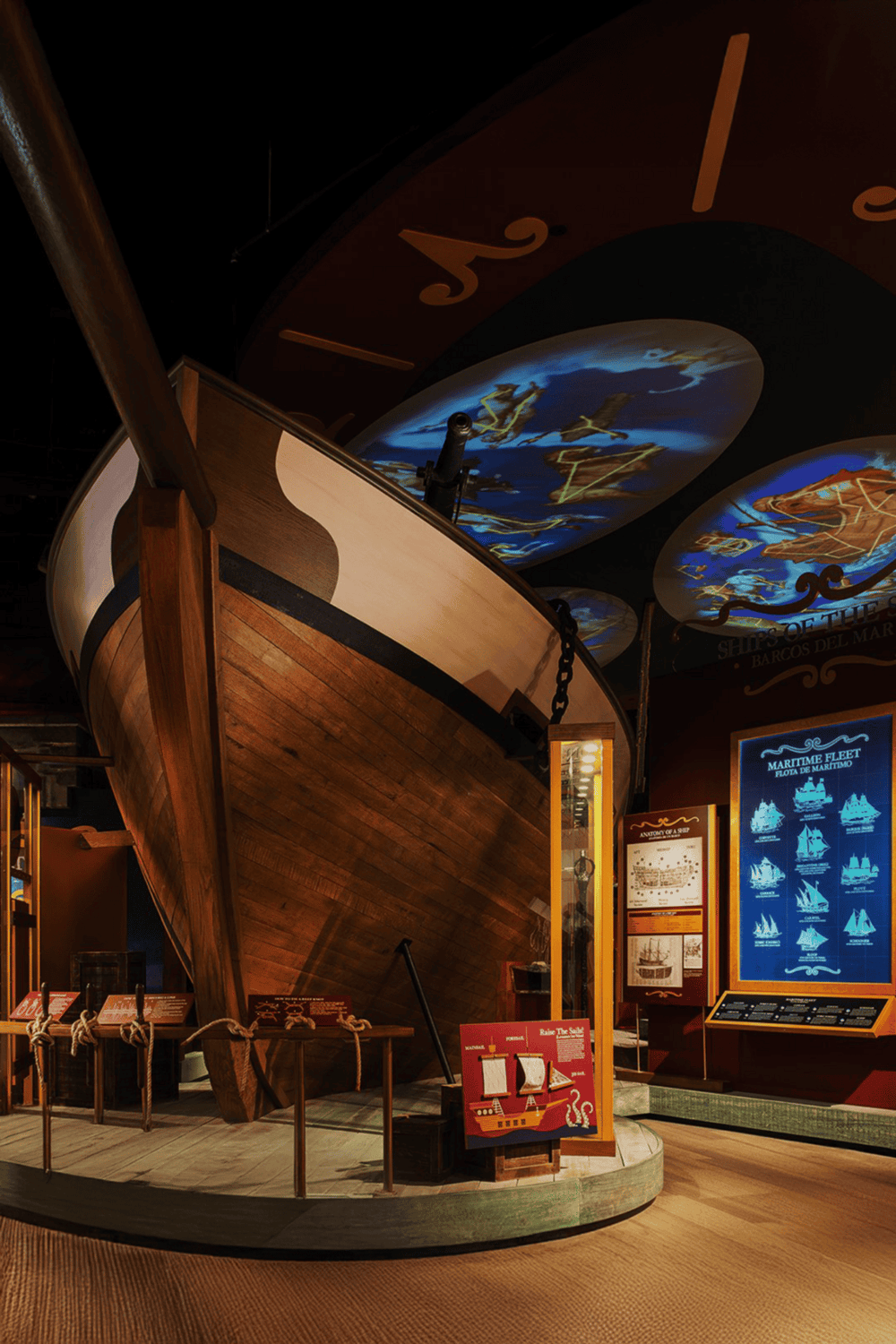 Handcrafted ship exhibit with maritime history displays and nautical decor at QuestForDirections.