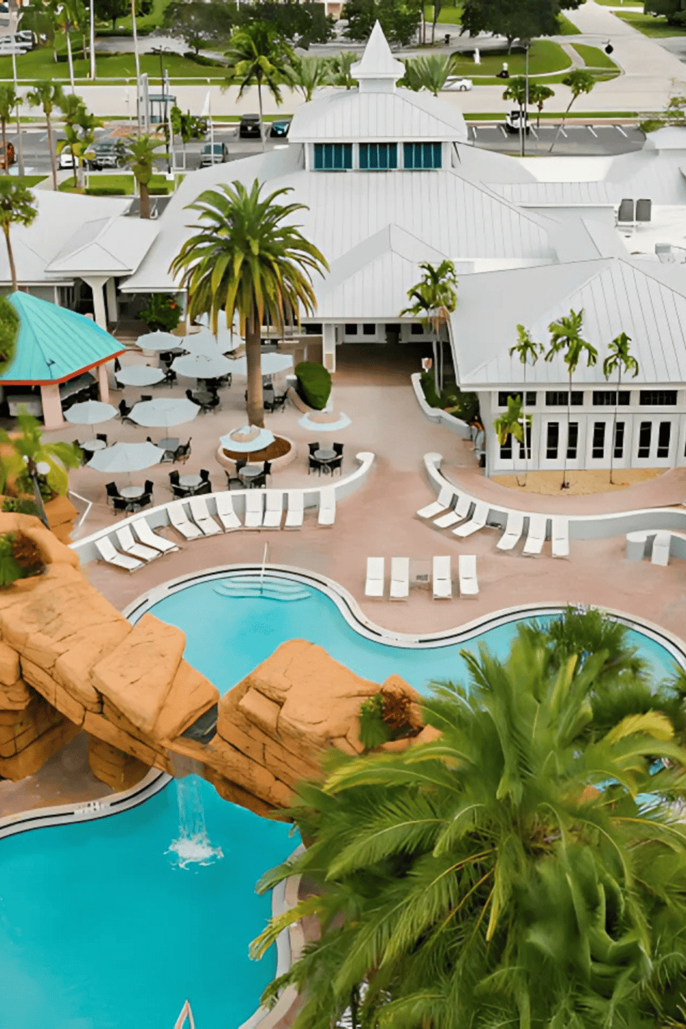 Relaxing poolside at a tropical resort for vacation and leisure.