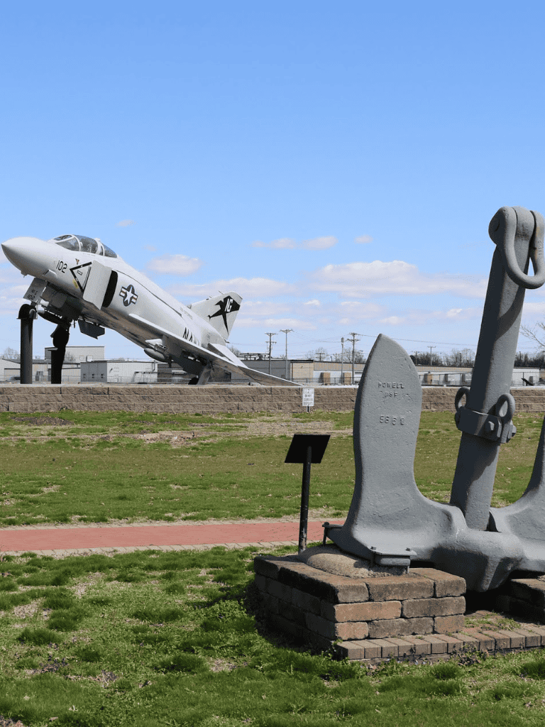 Fighter jet aircraft exhibit at QuestForDirections outdoor museum, Oklahoma.