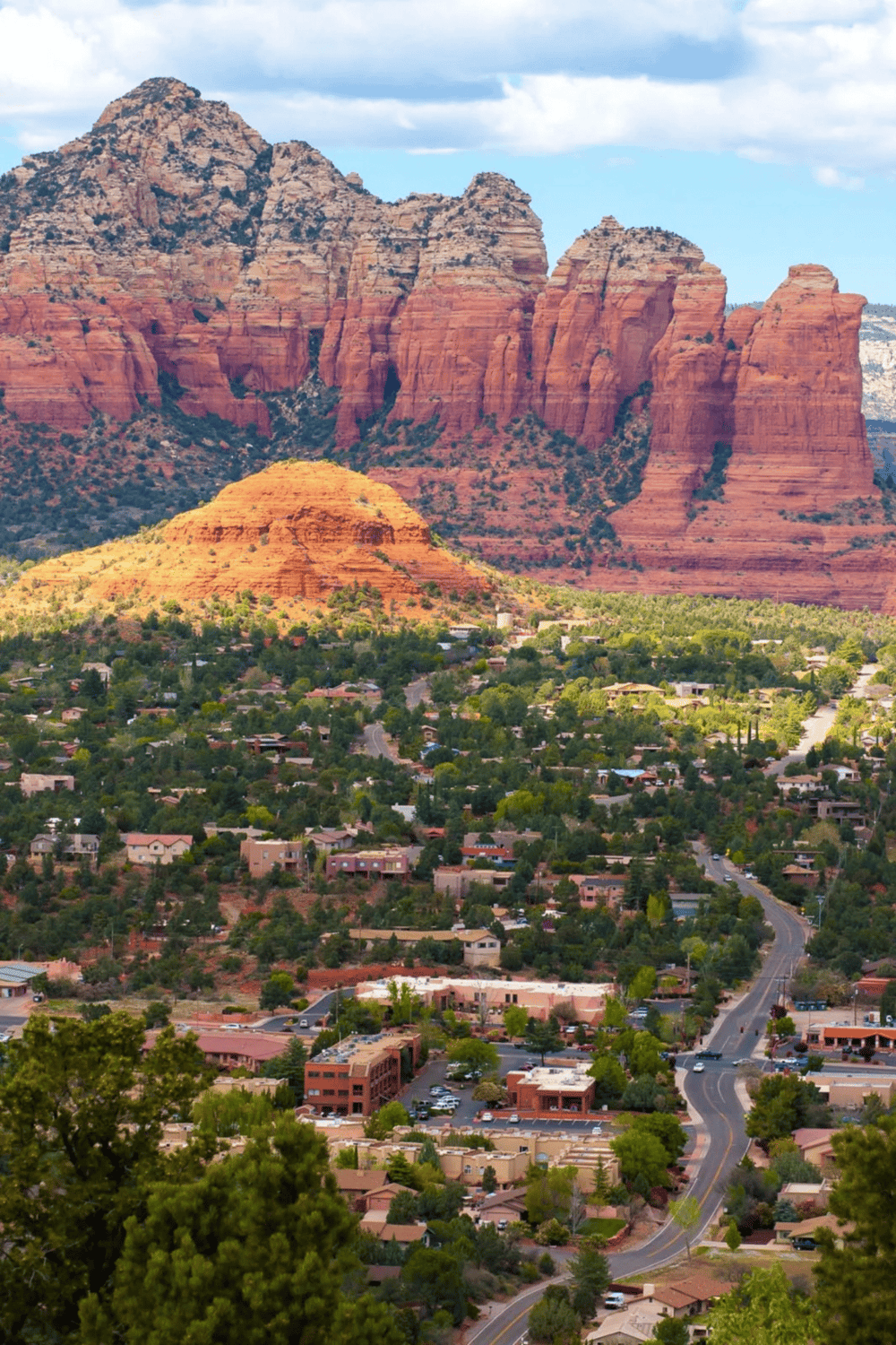 Vibrant Sedona Arizona landscape showcasing red rock formations and scenic city views.