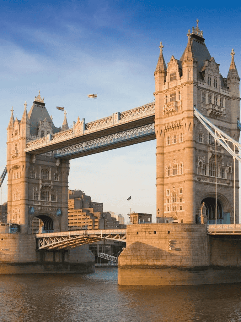 Iconic Tower Bridge over the River Thames in London, a UNESCO World Heritage site and popular travel destination.