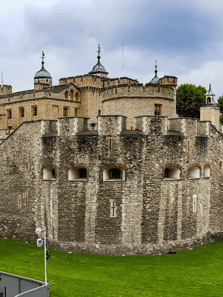 Medieval castle fortress with stone walls and turrets.